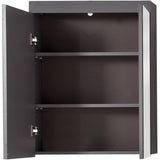 Meuble de salle de bain - Armoire de toilette - Miroir - 2 portes - Gris - L60 x P17 x H77cm - AMANDA
