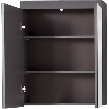 Meuble de salle de bain - Armoire de toilette - Miroir - 2 portes - Gris - L60 x P17 x H77cm - AMANDA