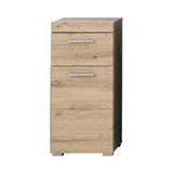 Meuble de salle de bain Rangement bas - 1 porte & 1 tiroir - Gris - L 37 x P 31 x H 79 cm - AMANDA