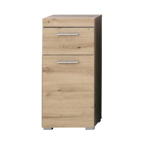 Meuble de salle de bain Rangement bas - 1 porte & 1 tiroir - Gris - L 37 x P 31 x H 79 cm - AMANDA