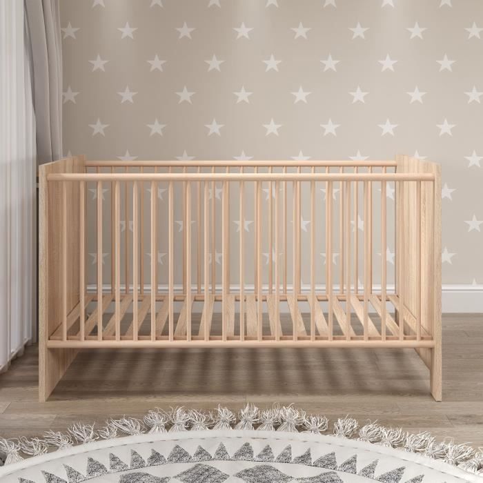 Chambre bébé Trio : Lit 70 x 140 cm + Commode a langer + Armoire OLIVIA - Chene - TREND TEAM