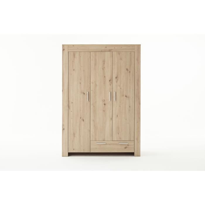 Chambre bébé Trio : Lit 70 x 140 cm + Commode a langer + Armoire AHOI - Chene - TREND TEAM