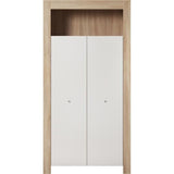 Chambre bébé trio PIA - Lit 70x140 cm + Commode a langer 2 portes + Armoire 2 portes - Décor chene sonoma et blanc mat - TRENDTEAM