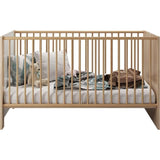 Chambre bébé trio PIA - Lit 70x140 cm + Commode a langer 2 portes + Armoire 2 portes - Décor chene sonoma et blanc mat - TRENDTEAM