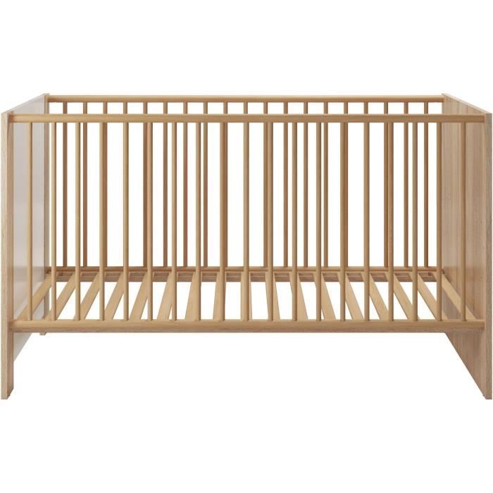 Chambre bébé trio PIA - Lit 70x140 cm + Commode a langer 2 portes + Armoire 2 portes - Décor chene sonoma et blanc mat - TRENDTEAM
