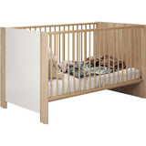 Chambre bébé trio PIA - Lit 70x140 cm + Commode a langer 2 portes + Armoire 2 portes - Décor chene sonoma et blanc mat - TRENDTEAM