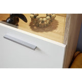 Ensemble meuble TV 3 pieces LOGO - 1 Porte - LED - Mélamine chene clair et blanc mat - L240 x P41 x H185 cm - TRENDTEAM