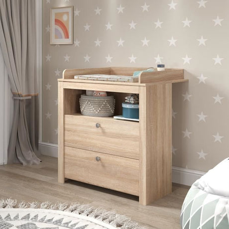 Chambre bébé Duo : Lit 70 x 140 cm + Commode a langer OLIVIA - Chene - TREND TEAM