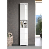 Colonne de salle de bain AMANDA - 2 portes - Blanc brillant - L37 x P31 x H190 cm