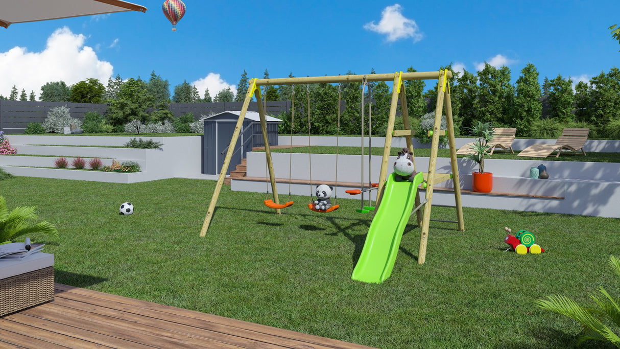 Station de jeux bois 2,30 m Topwood TUTTI - 6 enfants