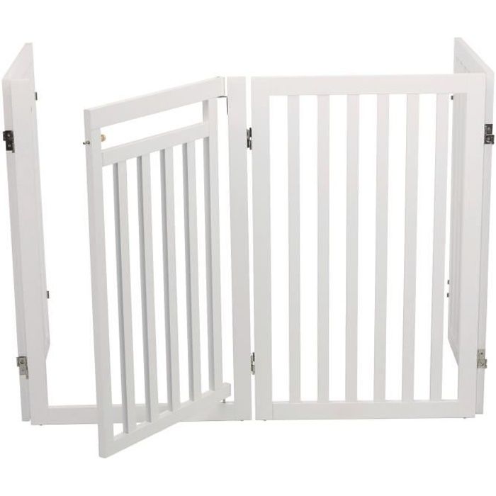 TRIXIE Barriere avec porte ajustable- (60-160cm) x 81 cm - Blanc - Pour chien