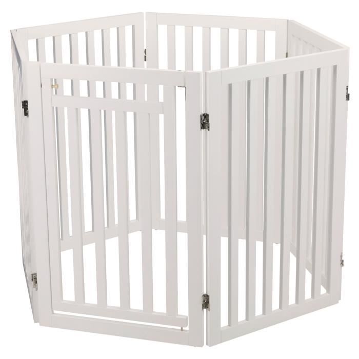 TRIXIE Barriere avec porte ajustable- (60-160cm) x 81 cm - Blanc - Pour chien