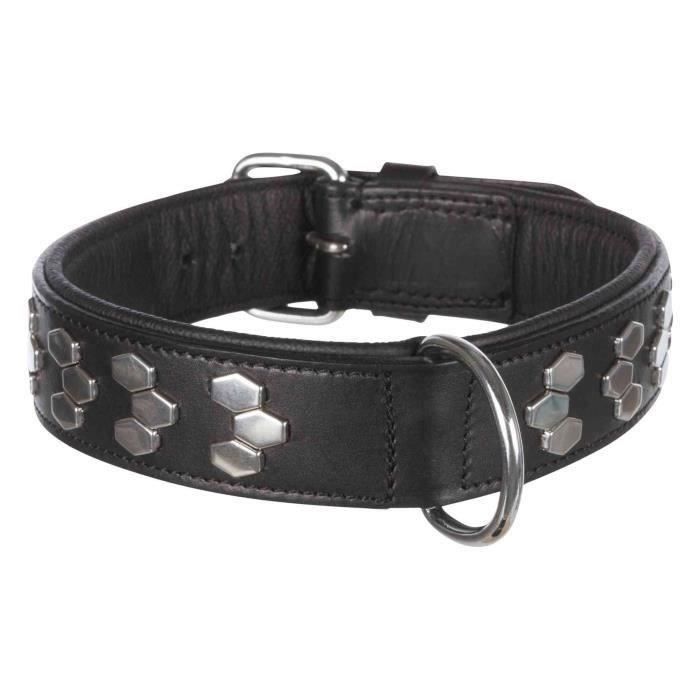 Active collier TRIXIE - Design stylisé - Cuir - Taille M - 3845 cm - Noir