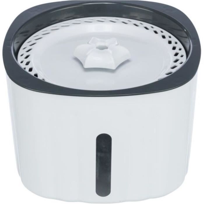 Fontaine a eau - TRIXIE - Flower - Plastique - 2 L - 18,5 x 13 x 18,5 cm - Blanc / Gris