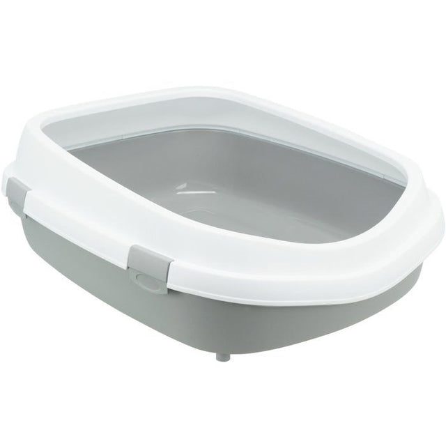 Bac a litiere - TRIXIE - Primo XXL - Avec rebords - 56 x 25 x 71 cm - Gris clair/ Blanc