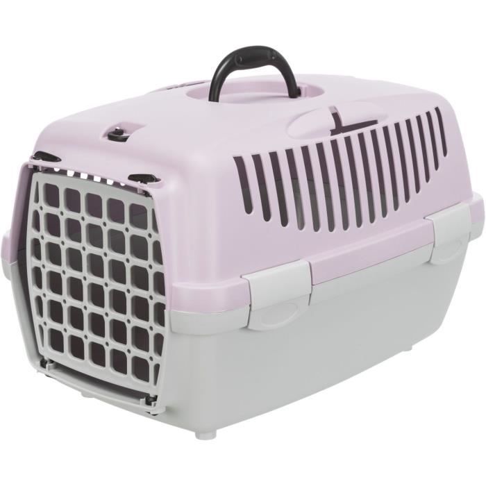 TRIXIE Box de transport Capri 2 - XSS - 37 x 34 x 55 cm - Gris clair et mauve - Pour chien