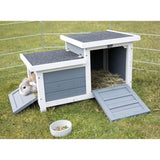 TRIXIE Clapier Habitat Natura - 70 x 43 x 45 cm - Avec deux entrÈes - Blanc et gris - Pour lapin