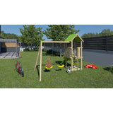 TRIGANO Aire de jeux en bois EASY XPERIENCE - 2 balancoires 1 toboggan - 6 enfants