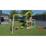 TRIGANO Aire de jeux en bois 2,20 m ULTRA XPERIENCE -  Mur d'escalade toboggan et balançoires - 8 enfants