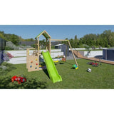 Aire de jeux en bois 2,20 m ULTRA XPERIENCE - TRIGANO JARDIN - Mur d'escalade toboggan et balançoires - 8 enfants