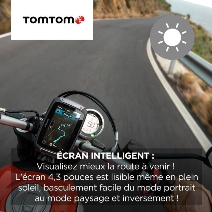 TomTom GPS Moto RIDER 550 - 4, 3 pouces, Carte Monde, TomTom Traffic, Alertes des zones de Danger, Appel Mains-Libres