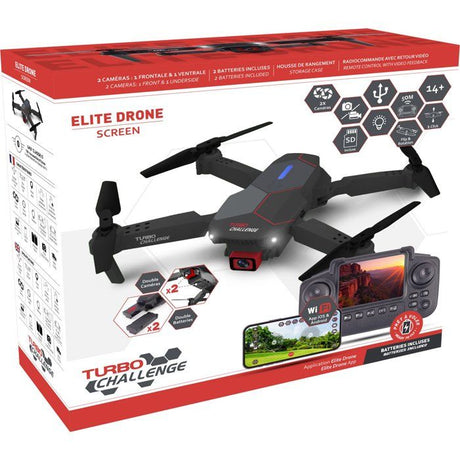 Drone RC en valisette - TURBO CHALLENGE - 400329 - Double caméra - Télécommande écran - Des 14 ans