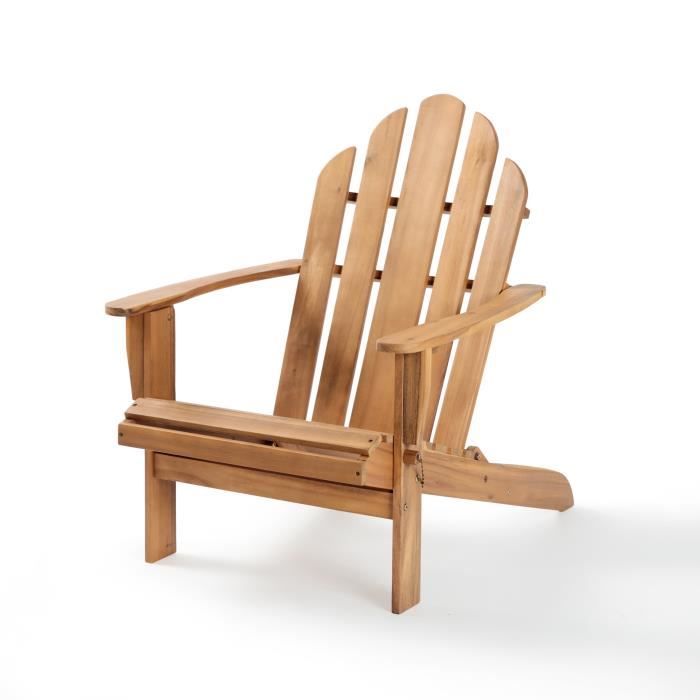 Fauteuil de jardin Adirondack pliable en bois d'Acacia FSC - 72,5 x 89,5 x H.94 cm