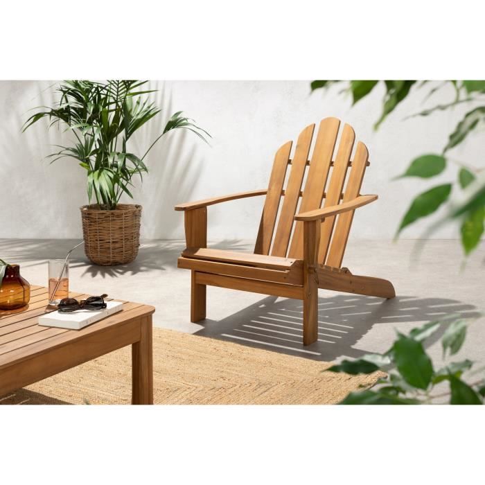 Fauteuil de jardin Adirondack pliable en bois d'Acacia FSC - 72,5 x 89,5 x H.94 cm