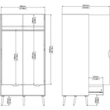 Armoire - Blanc / Chene - 2 portes / 2 tiroirs - Pietement évasé en bois massif - Chambre - 98,7 x 58,1 x 200,1 cm ARO