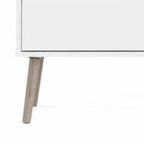 Buffet - Blanc / Chene - 3 portes / 3 tiroirs - Pietement évasé en bois massif - 195,7 x 39,1 x 81,7 cm