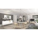 Buffet - Blanc / Chene - 3 portes / 3 tiroirs - Pietement ÈvasÈ en bois massif - 195,7 x 39,1 x 81,7 cm