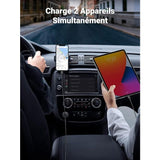Chargeur voiture - UGREEN - 1 USB-C + 1 USB-A - 63W - Gris