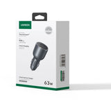 Chargeur voiture - UGREEN - 1 USB-C + 1 USB-A - 63W - Gris