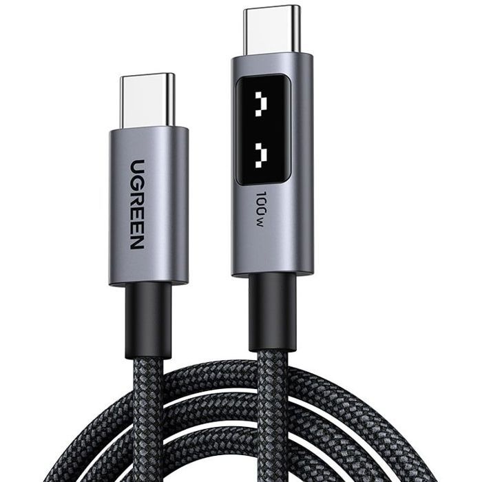 Câble USB-C - UGREEN - Câble data USB-C a USB-C PD 100W - Nylon tressé - 2 m - Noir