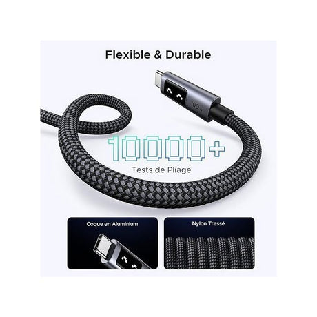 Câble USB-C - UGREEN - Câble data USB-C a USB-C PD 100W - Nylon tressé - 2 m - Noir