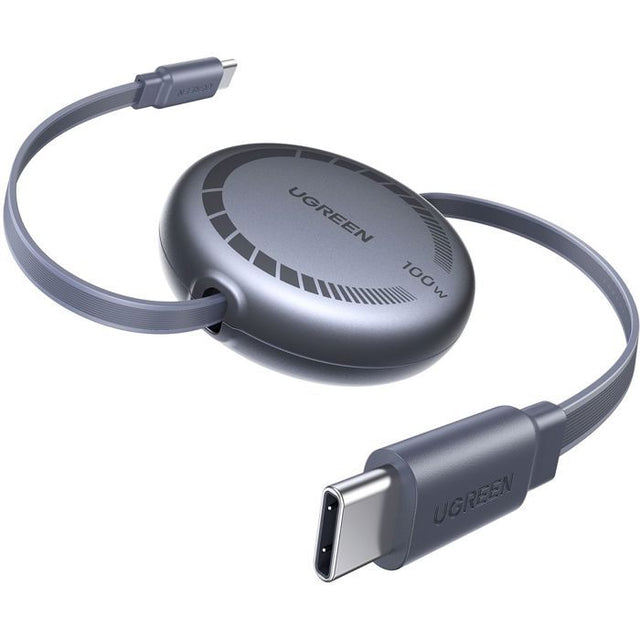 Câble USB-C - UGREEN - Câble rétractable USB-C vers USB-C PD - 100W - 1 m - Noir