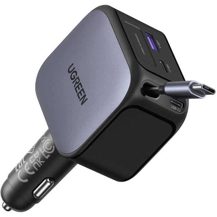 Chargeur voiture - UGREEN - 145W - Avec câble rétractable