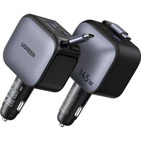 Chargeur voiture - UGREEN - 145W - Avec câble rétractable
