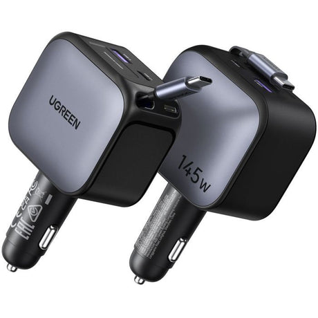 Chargeur voiture - UGREEN - 145W - Avec câble rétractable