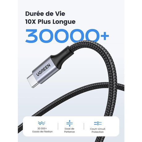 Cable Ugreen USB-C M/M 100W 1m (Noir)