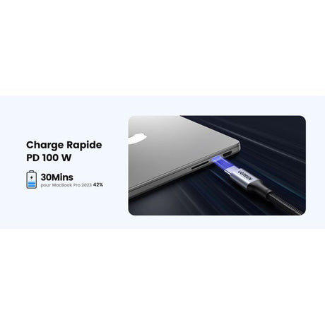 Cable Ugreen USB-C M/M 100W 1m (Noir)