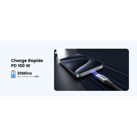 Cable Ugreen USB-C M/M 100W 1m (Noir)
