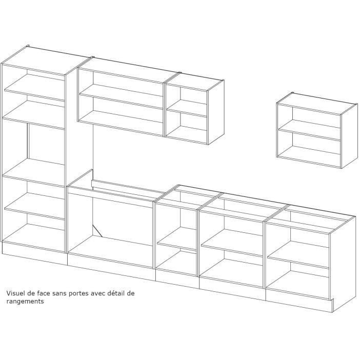 ULTRA Cuisine complete avec colonne four et plan de travail inclus - L 300 cm - 9 ÈlÈments - Gris mat