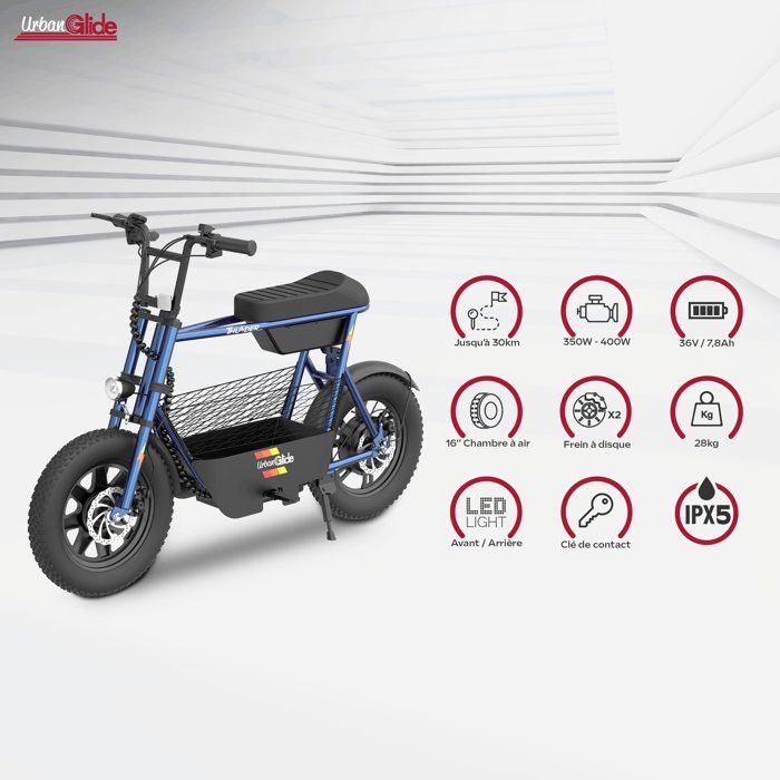 Draisienne Électrique - URBANGLIDE - Thunder 160 - Autonomie 30 km - Vitesse 25 km/h - Freins a disque