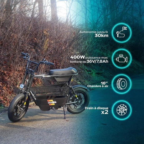 Draisienne Électrique - URBANGLIDE - Thunder 160 - Autonomie 30 km - Vitesse 25 km/h - Gris