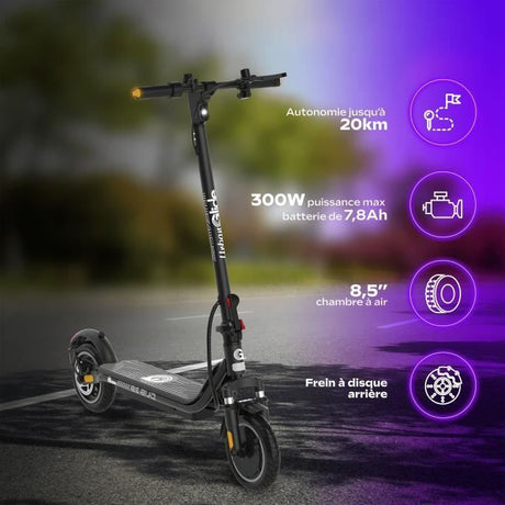 Trottinette électrique - URBANGLIDE - 85 Evo - 300 W - Pneus 8,5 - Max 25 km/h - Autonomie jusqu'a 20 km