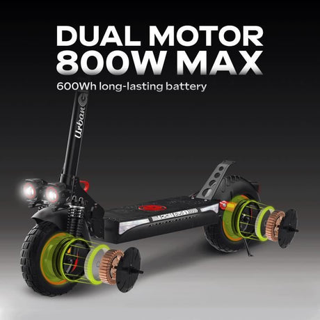 Trottinette électrique - URBANGLIDE - ECROSS DUO - 800 W - Pneus 10 - Max 25 km/h - Autonomie jusqu'a 60 km