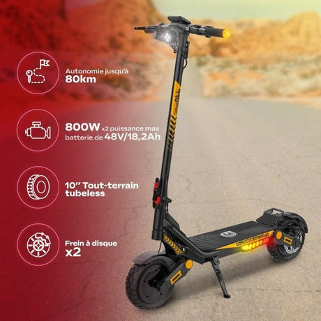 Trottinette électrique - URBANGLIDE - All Road 6 2x2 - 800 W - Pneus 10 - Max 25 km/h - Autonomie jusqu'a 80 km