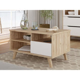 Meuble TV - VANKKA - Chene / Blanc mat - 124,4 x 41,7 x 54,3 cm