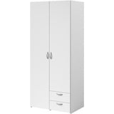 Armoire VARIA - DÈcor blanc - 2 portes battantes + 2 tiroirs  - L 81 cm x H 185 x P 51 cm - PARISOT